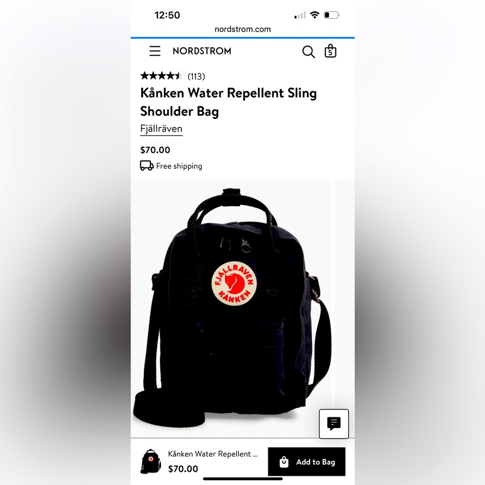 Kanken crossbody bag in black